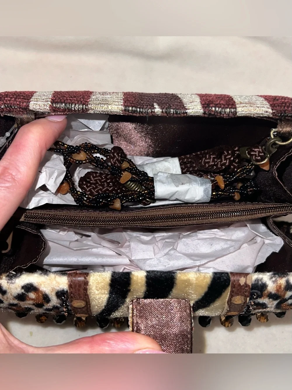 Vintage Prezzo Beaded Leopard-Accent Bag